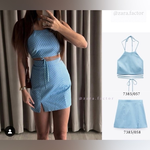 Zara Polka Dot Cropped Top & Mini Skirt 2 Pieces Set - Picture 12 of 12